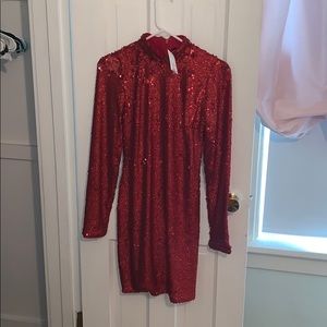 Miss selfridge dress red sparkly sequin